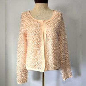 POOOLS Fuzzy Peach Eyelet Cardigan. Size 40 UK/ Large US